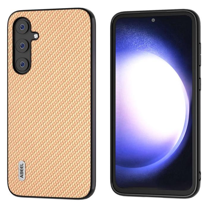 ABEEL - ABEEL Samsung Galaxy S23 FE Skal Läder Coated Carbon Fiber Gul