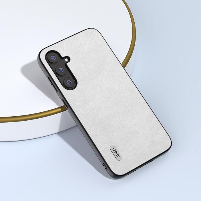 ABEEL - ABEEL Samsung Galaxy S23 FE Skal Läder TPU+PC Vit