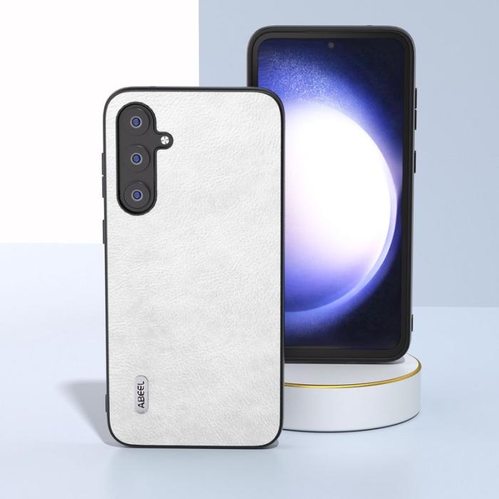 ABEEL - ABEEL Samsung Galaxy S23 FE Skal Läder TPU+PC Vit