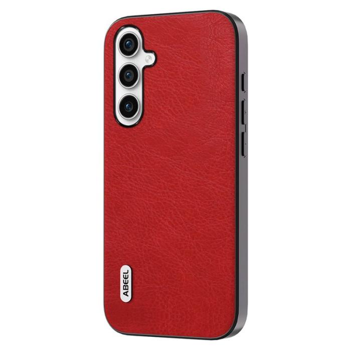 ABEEL - ABEEL Samsung Galaxy S23 FE Skal PU Läder Röd Retro Textur