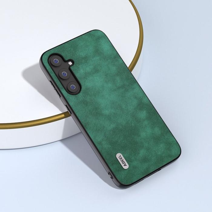 ABEEL - ABEEL Samsung Galaxy S23 FE Skal Texturerad Läder Grön