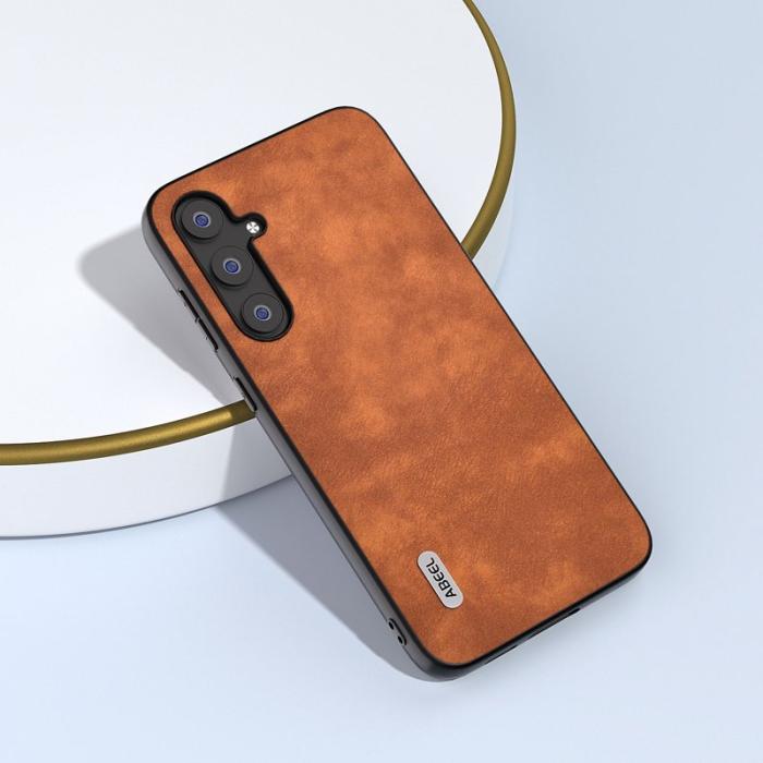 ABEEL - ABEEL Samsung Galaxy S23 FE Skal Texturerad Läder TPU Brun