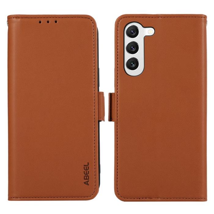 ABEEL - ABEEL Samsung Galaxy S23+ Fodral Soft PU Läder RFID Blocker Brun