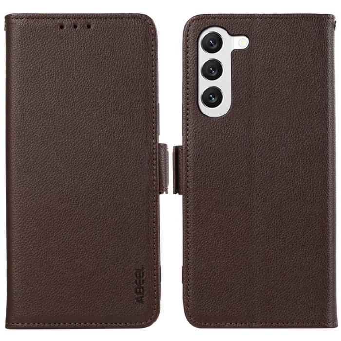 ABEEL - ABEEL Samsung Galaxy S23+ Skal PU Läder RFID Skydd - Brun