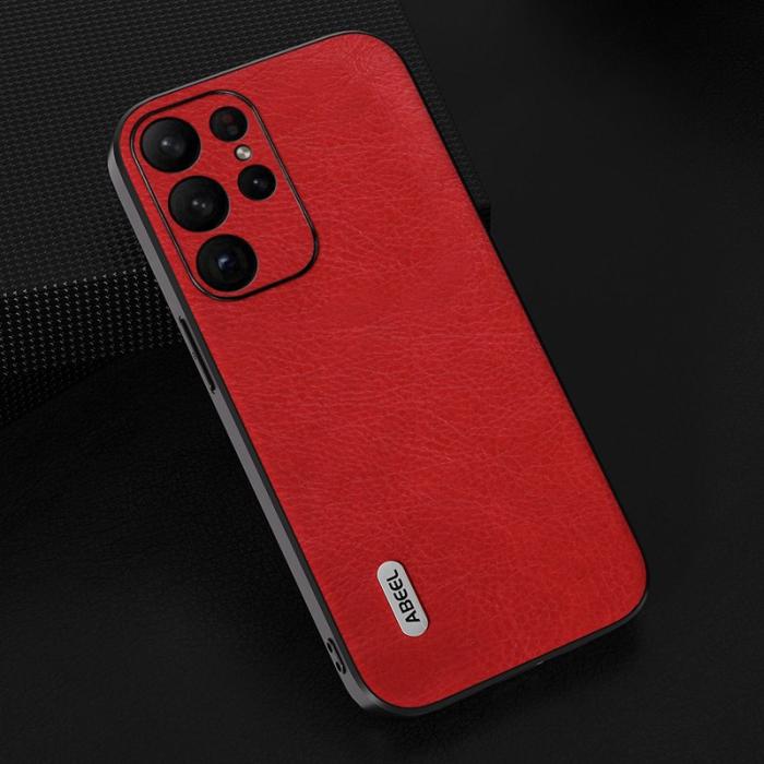 ABEEL - ABEEL Samsung Galaxy S23 Ultra Fodral Litchi Textur Röd