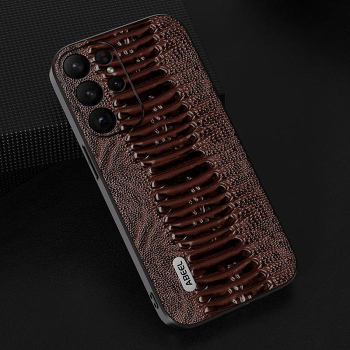 ABEEL - ABEEL Samsung Galaxy S23 Ultra Skal Crocodile Textur Kaffe