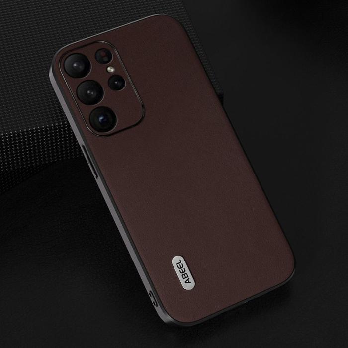 ABEEL - ABEEL Samsung Galaxy S23 Ultra Skal i Äkta Läder - Kaffe