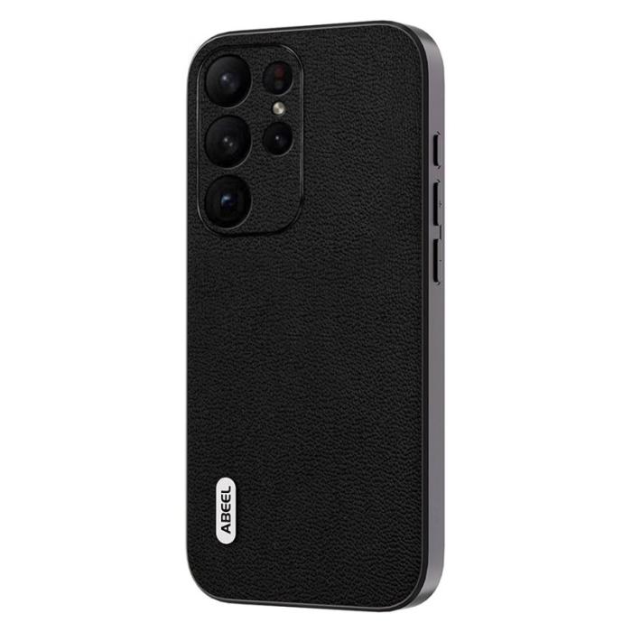 ABEEL - ABEEL Samsung Galaxy S23 Ultra Skal Litchi Textur Svart