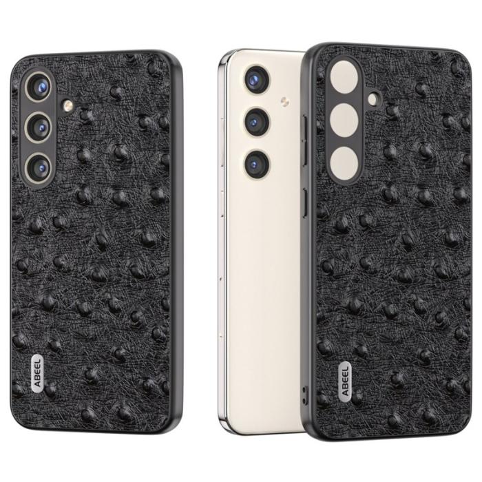 ABEEL - ABEEL Samsung Galaxy S24+ Äkta Läder Fodral Anti-glid Svart