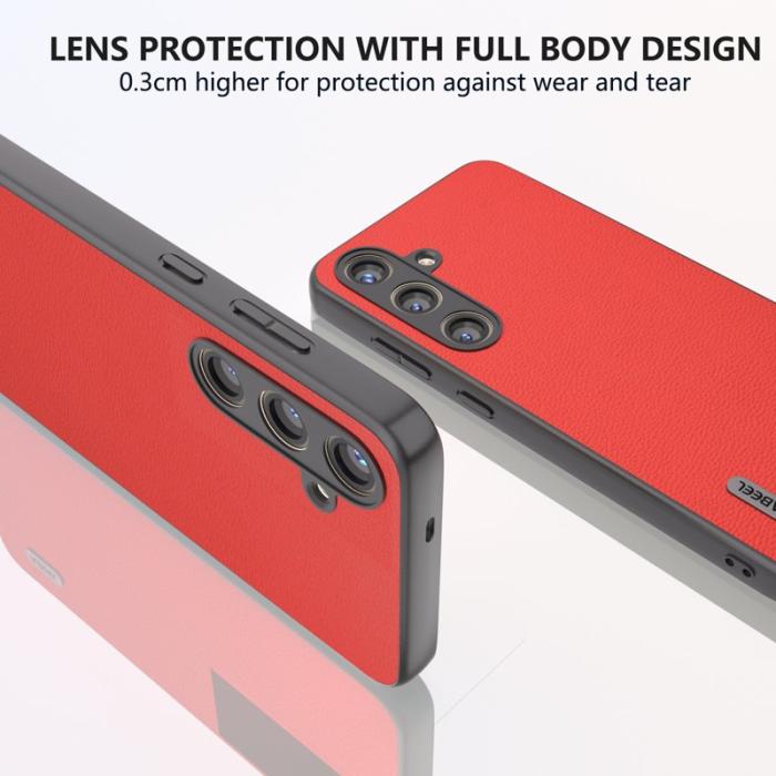 ABEEL - ABEEL Samsung Galaxy S24 Bakskydd Fodral Litchi Textur Röd