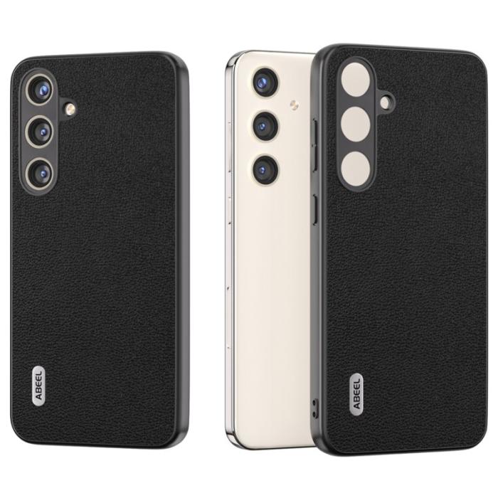 ABEEL - ABEEL Samsung Galaxy S24 Bakskydd Skal Litchi Textur Svart