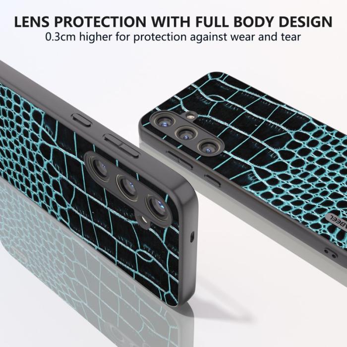 ABEEL - ABEEL Samsung Galaxy S24+ Crocodile Texture Case Blå - Midnattsgrön