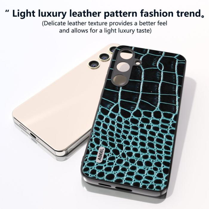 ABEEL - ABEEL Samsung Galaxy S24+ Crocodile Texture Case Blå - Midnattsgrön