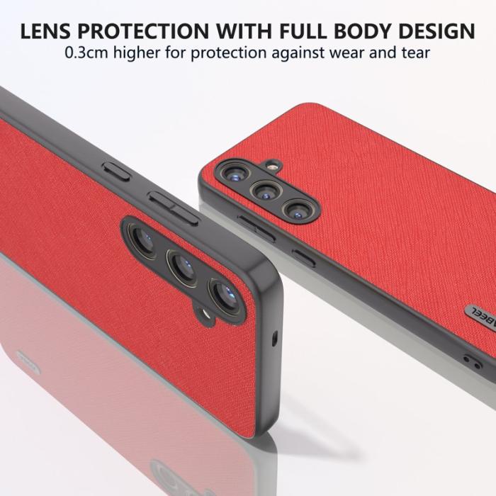 ABEEL - ABEEL Samsung Galaxy S24+ Cross Texture Skal Stöttålig Röd