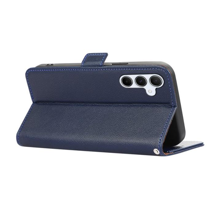 ABEEL - ABEEL Samsung Galaxy S24 FE Skal Litchi Textur Läder Blå