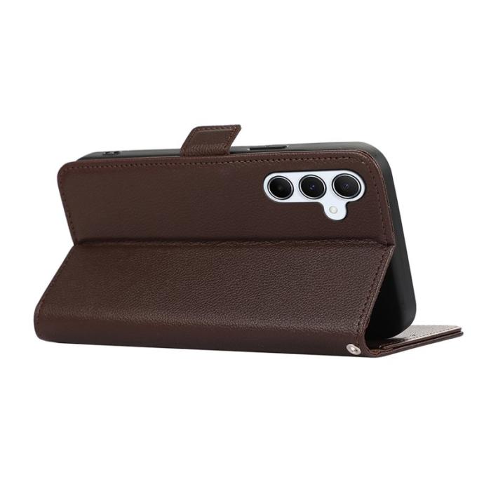 ABEEL - ABEEL Samsung Galaxy S24 FE Skal Litchi Textur Läder Brun