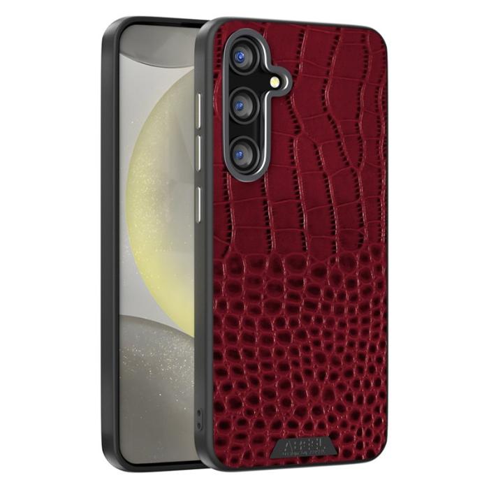 ABEEL - ABEEL Samsung Galaxy S24 FE Mobilskal MagSafe Äkta läder Röd