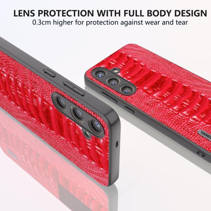 ABEEL - ABEEL Samsung Galaxy S24 Fodral Äkta Läder Krokodil Röd