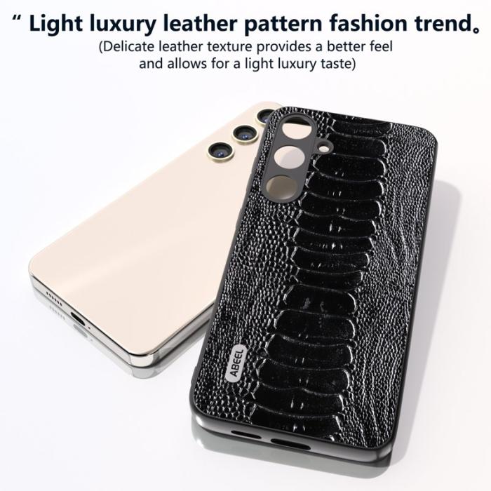 ABEEL - ABEEL Samsung Galaxy S24 Fodral Äkta Läder Krokodil Svart
