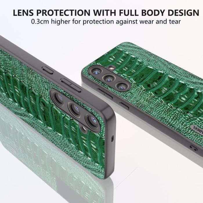 ABEEL - ABEEL Samsung Galaxy S24 Fodral Äkta Läder Krokodilgrön