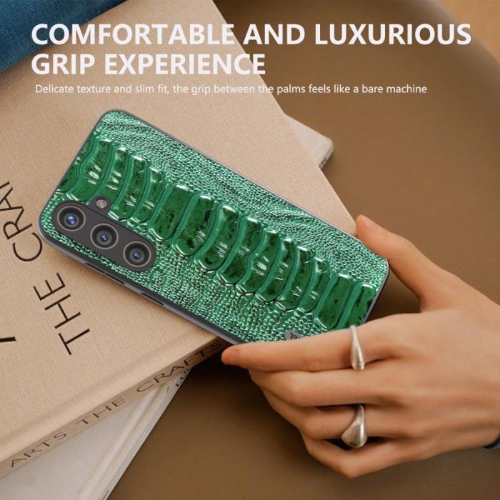 ABEEL - ABEEL Samsung Galaxy S24 Fodral Äkta Läder Krokodilgrön