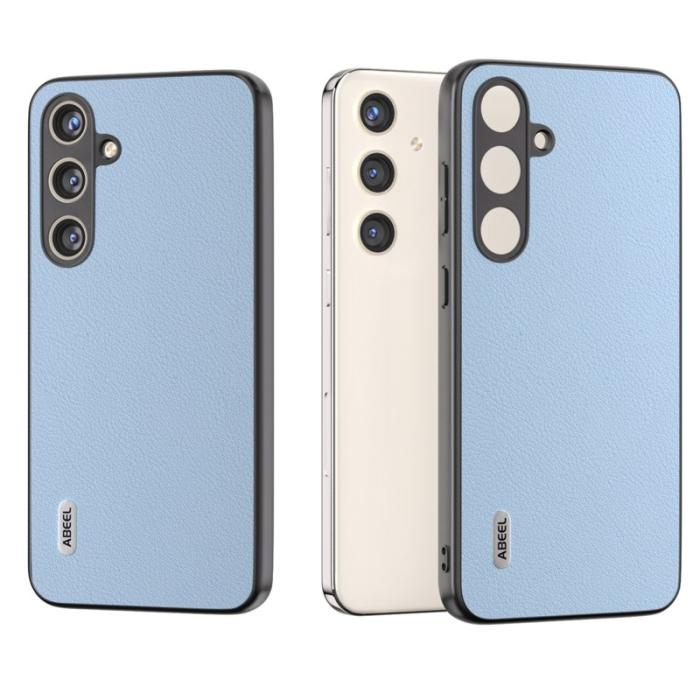 ABEEL - ABEEL Samsung Galaxy S24 Fodral Äkta Läder Texturerat Baby Blue