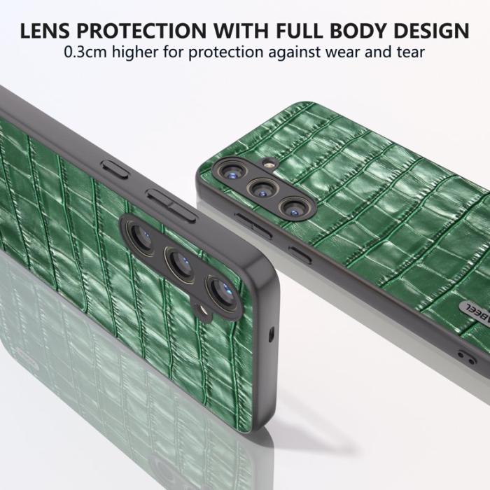 ABEEL - ABEEL Samsung Galaxy S24 Fodral Krokodiltextur Äkta Läder Grön