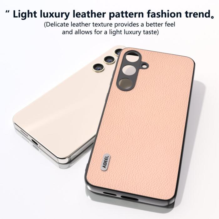 ABEEL - ABEEL Samsung Galaxy S24+ Fodral Litchi Textur Läder - Rosa