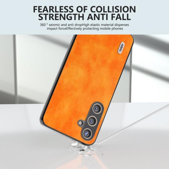 ABEEL - ABEEL Samsung Galaxy S24+ Fodral PU Läder Anti-Scratch Orange
