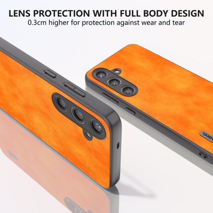 ABEEL - ABEEL Samsung Galaxy S24+ Fodral PU Läder Anti-Scratch Orange