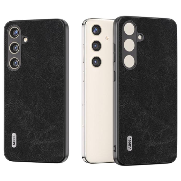 ABEEL - ABEEL Samsung Galaxy S24+ Fodral PU Läder Svart Litchi Textur