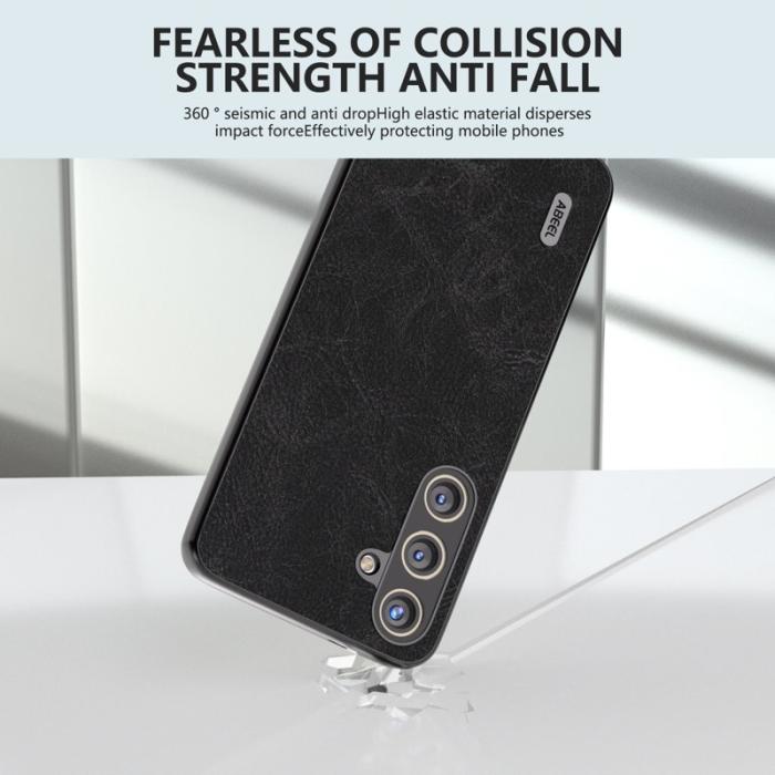 ABEEL - ABEEL Samsung Galaxy S24+ Fodral PU Läder Svart Litchi Textur