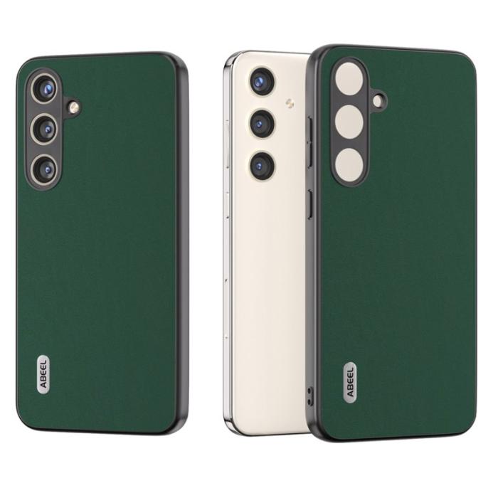 ABEEL - ABEEL Samsung Galaxy S24+ Fodral Silkeslen Äkta Läder Grön