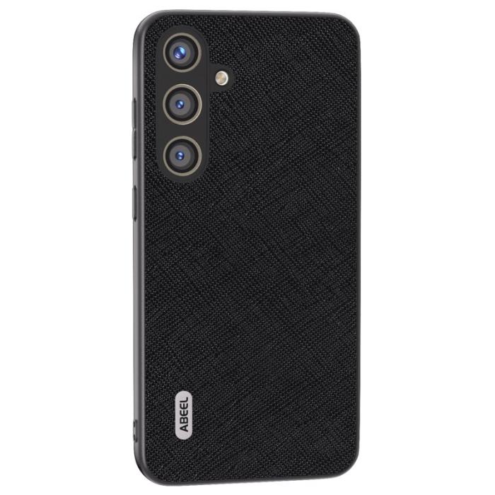 ABEEL - ABEEL Samsung Galaxy S24 Läderfodral med Korsmönster - Svart