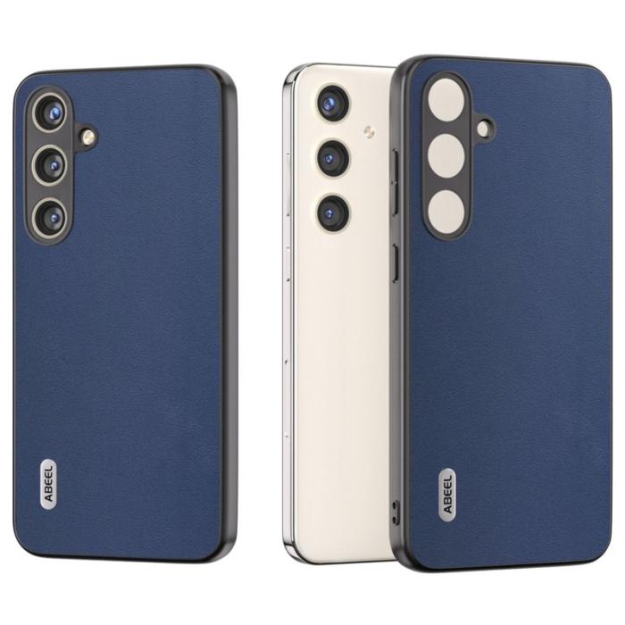 ABEEL - ABEEL Samsung Galaxy S24+ Nappa Mönster Skal Äkta Läder Blå