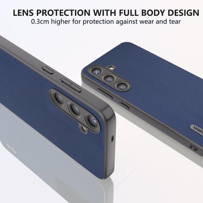 ABEEL - ABEEL Samsung Galaxy S24+ Nappa Mönster Skal Äkta Läder Blå