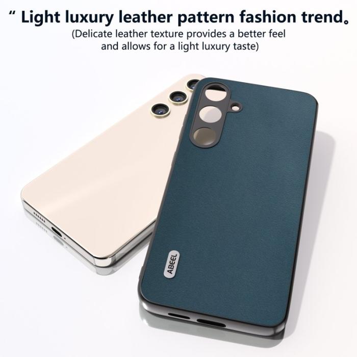 ABEEL - ABEEL Samsung Galaxy S24+ Nappa Mönster Skal Äkta Läder Grön