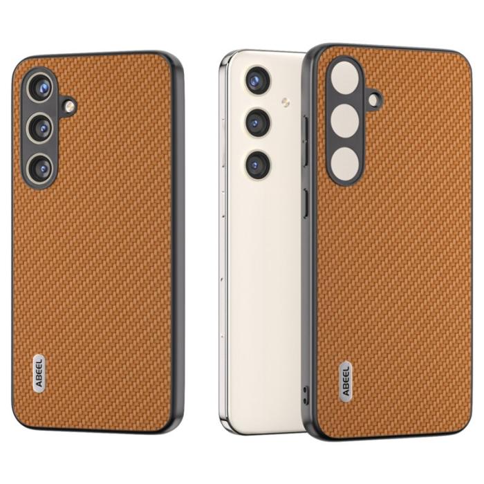 ABEEL - ABEEL Samsung Galaxy S24+ Shockproof Skal Carbon Fiber Ljusbrun