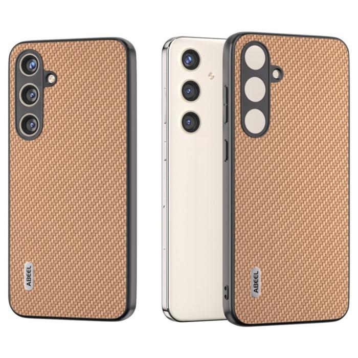 ABEEL - ABEEL Samsung Galaxy S24+ Shockproof Skal Carbon Fiber Ljusgul