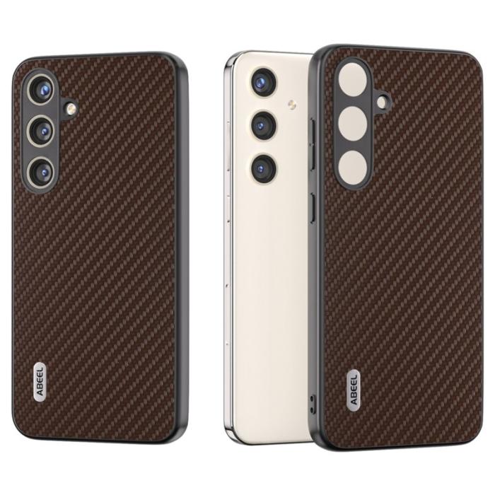 ABEEL - ABEEL Samsung Galaxy S24+ Shockproof Skal Carbonfiber Brun