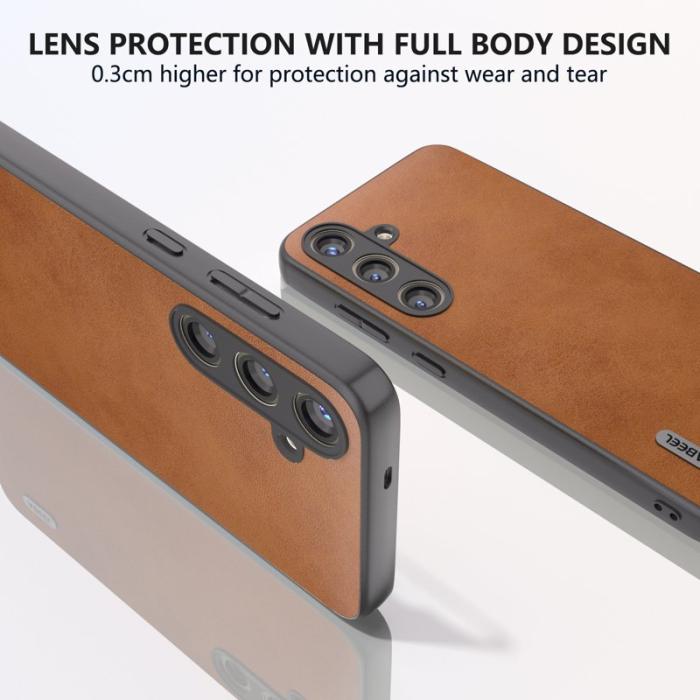 ABEEL - ABEEL Samsung Galaxy S24 Shockproof Skal Läderbelagd Brun