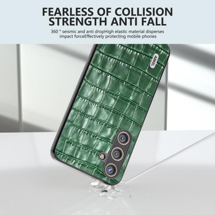 ABEEL - ABEEL Samsung Galaxy S24+ Skal Äkta Läder Krokodilgrön