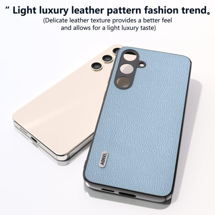 ABEEL - ABEEL Samsung Galaxy S24 Skal Äkta Läder Litchi Textur - Baby Blue