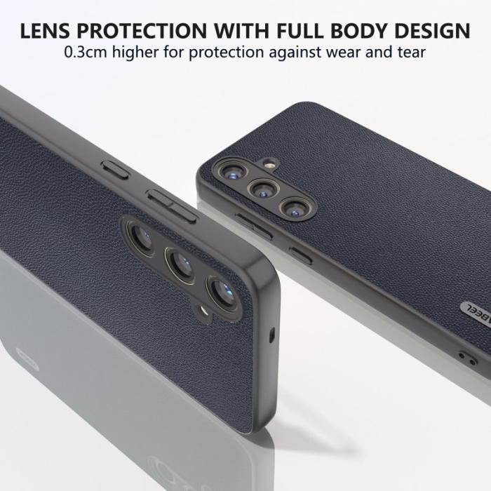 ABEEL - ABEEL Samsung Galaxy S24 Skal Äkta Läder + PC Rep-skydd - Blå