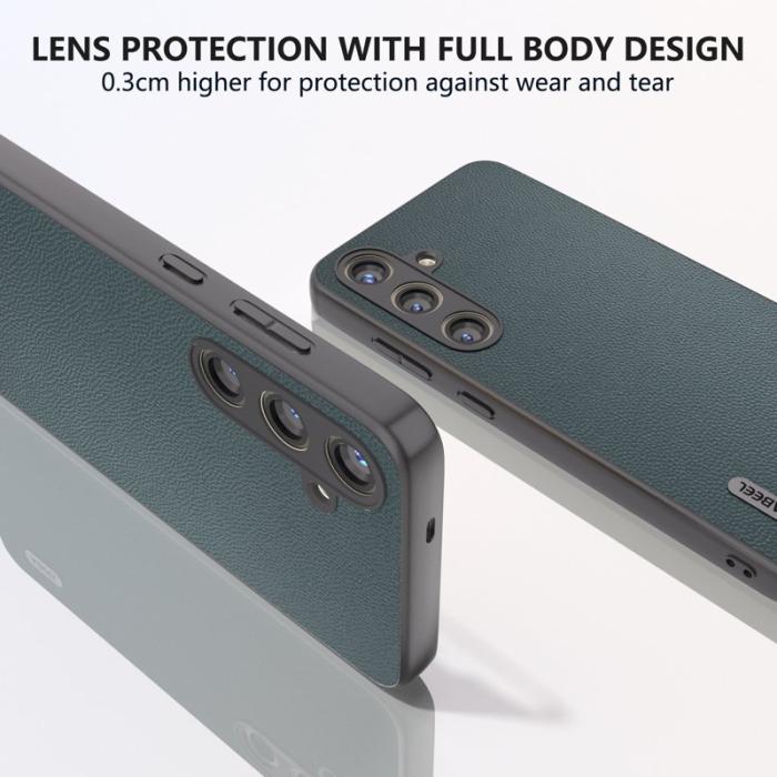 ABEEL - ABEEL Samsung Galaxy S24 Skal Äkta Läder + PC Rep-skydd Grön