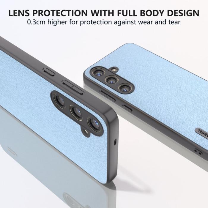 ABEEL - ABEEL Samsung Galaxy S24+ Skal Äkta Läder + PC Rep-skydd - Ljusblå