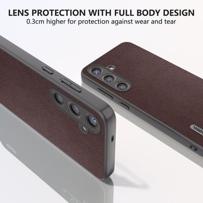ABEEL - ABEEL Samsung Galaxy S24+ Skal Äkta Läder + PC Scratch-resistent - Kaffe