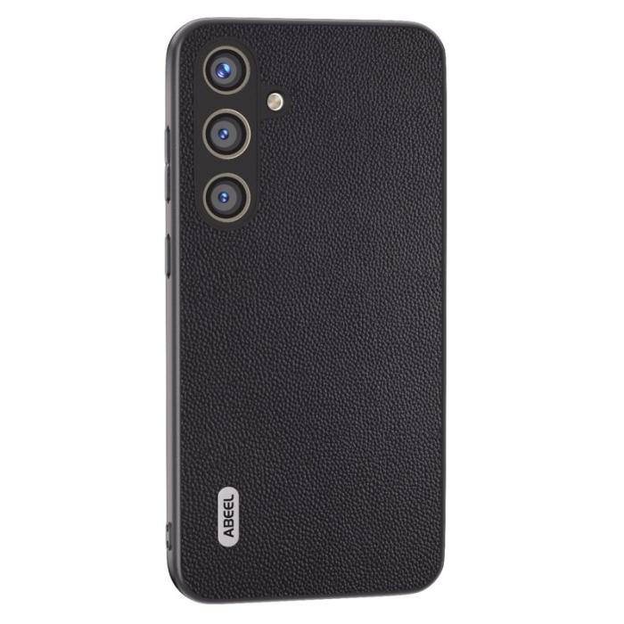 ABEEL - ABEEL Samsung Galaxy S24 Skal Äkta Läder + PC Slitstark - Svart