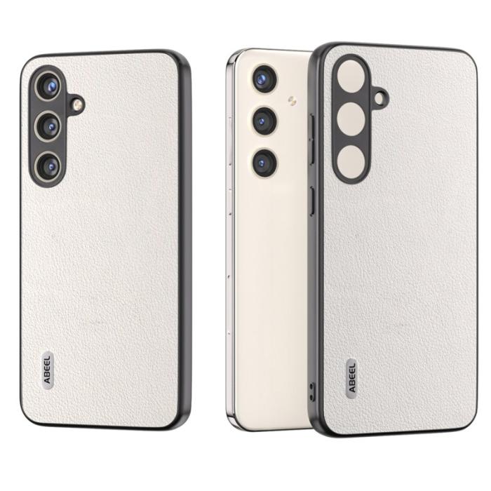 ABEEL - ABEEL Samsung Galaxy S24 Skal Äkta Läder Texturerat Grå