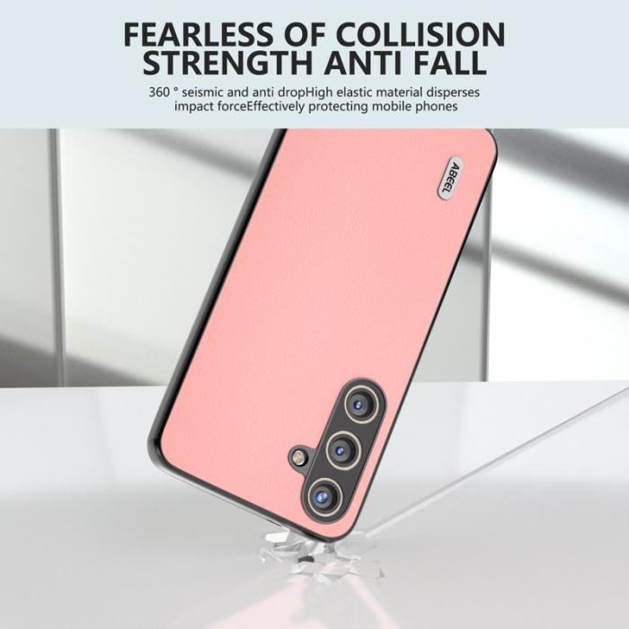 ABEEL - ABEEL Samsung Galaxy S24 Skal Äkta Läder Texturerat Rosa